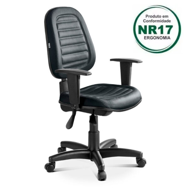 Cadeira de Escritório Giratória Diretor Ergonômica NR17 c/ Braços Reguláveis – VTR