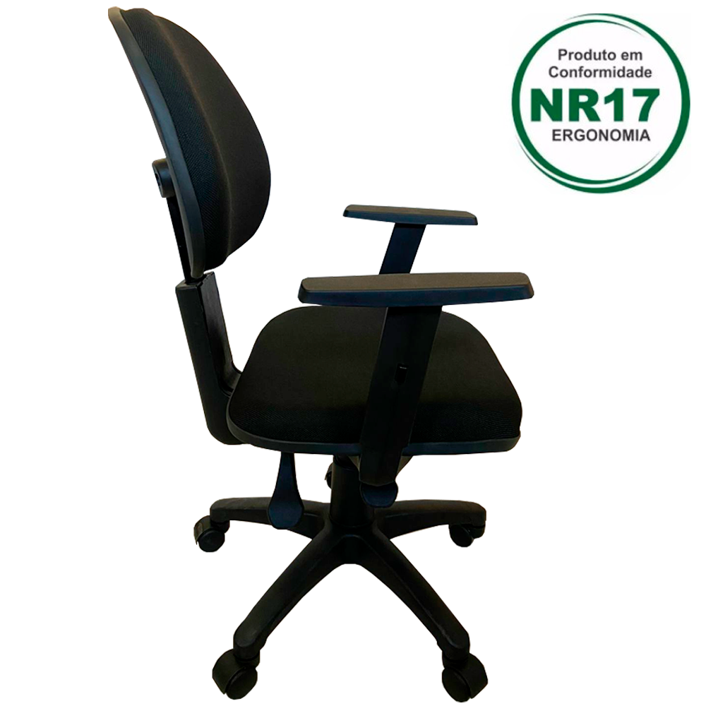 Cadeira de Escritório Giratória Diretor Ergonômica NR17 c/ Braços  Reguláveis - VTR